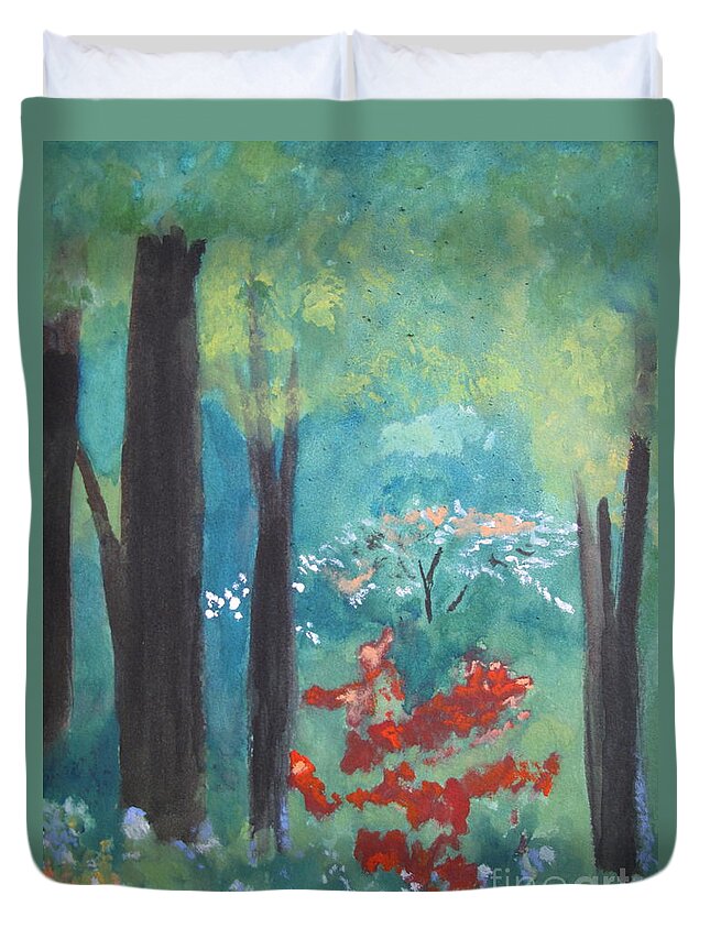 Spring Duvet Cover featuring the painting Spring by Sandy McIntire