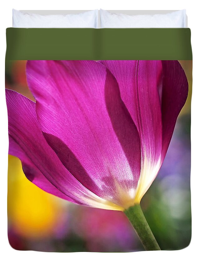 Flower Duvet Cover featuring the photograph Spring Tulip by Rona Black