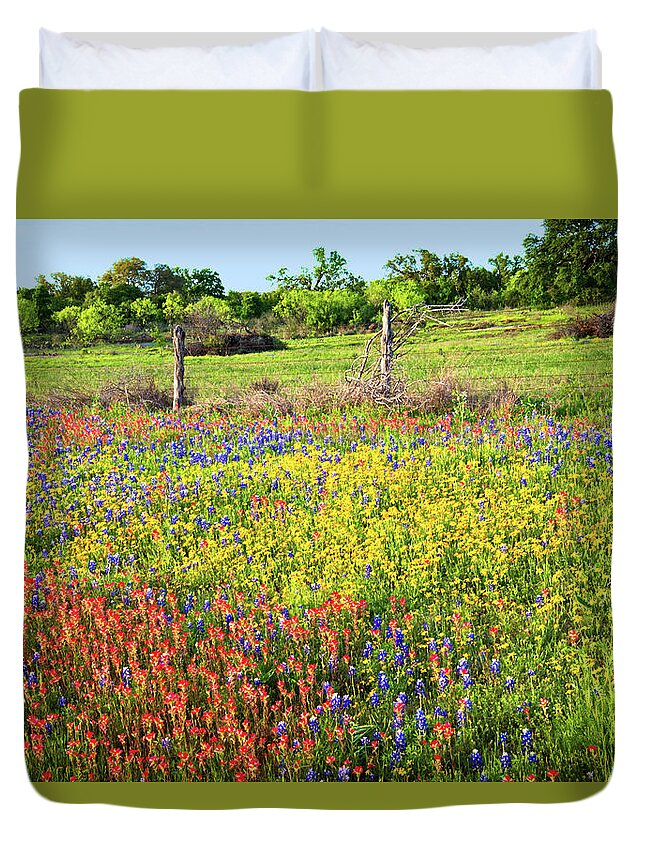 Springtime Duvet Cover featuring the photograph Spring's Floral Quilt by Lynn Bauer
