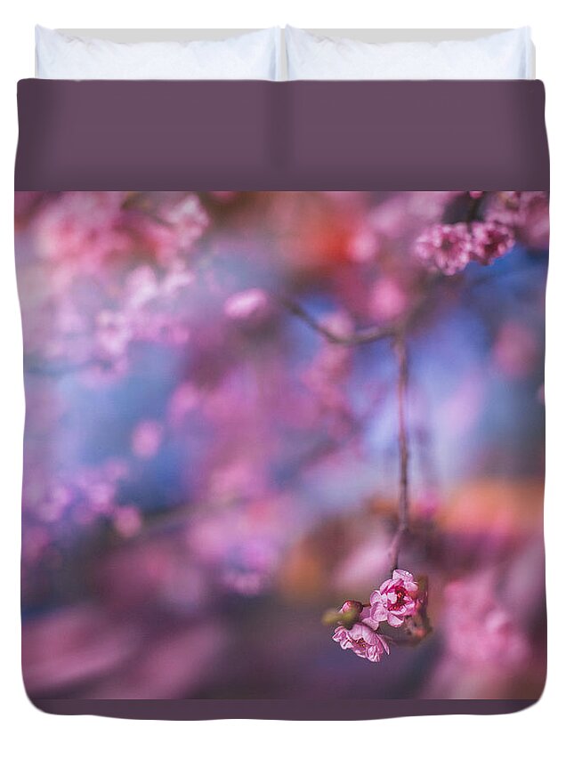 Cherry Blossoms Duvet Cover featuring the photograph Spring's rhythms by Kunal Mehra