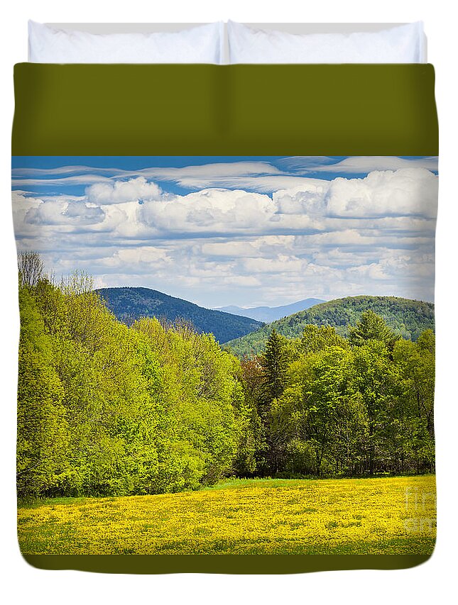 Spring Duvet Cover featuring the photograph Springtime Dandelion Landscape by Alan L Graham