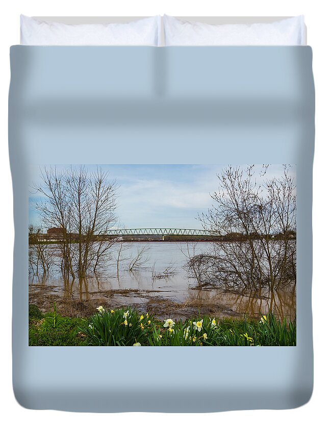 Marietta Duvet Cover featuring the photograph Springtime Flooding by Holden The Moment