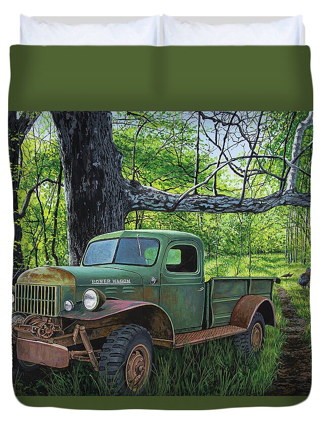 Dodge Duvet Cover featuring the painting Springtime Power by Anthony J Padgett