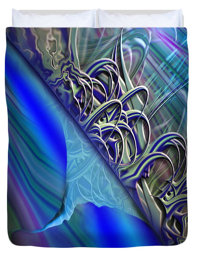 Mighty Sight Studio Abstractions Surrealism  Duvet Cover featuring the painting Sprinters Awl by Steve Sperry