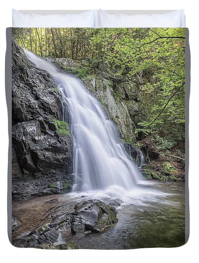 Waterfall Duvet Cover featuring the photograph Spruce Flats Falls GSMNP by Jeff Abrahamson