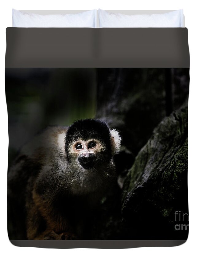 Squirrel Monkey Duvet Cover featuring the photograph Squirrel monkey by Sheila Smart Fine Art Photography