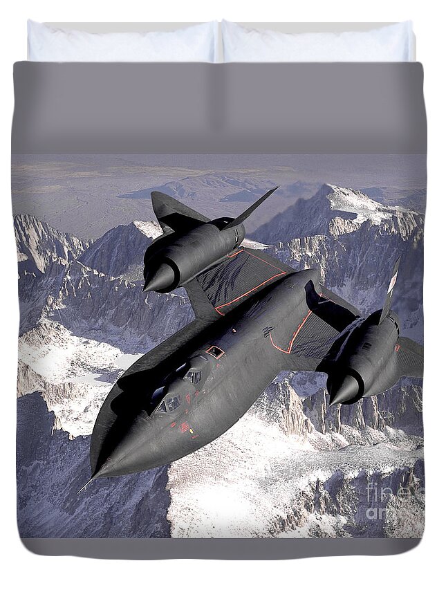 Science Duvet Cover featuring the photograph SR-71 Blackbird 1990s by NASA Science Source