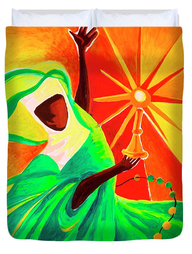 Sr. Thea Bowman: This Little Light Of Mine Duvet Cover featuring the painting Sr. Thea Bowman - This Little Light Of Mine - MMTLL by Br Mickey McGrath OSFS