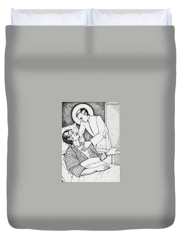 St Aloysius Gonzaga : Patron Of People With Hiv-aids And Caregivers 1987 Duvet Cover featuring the drawing St Aloysius Gonzaga- Patron of People With HIV-AIDS and Caregivers 1987 by William Hart McNichols