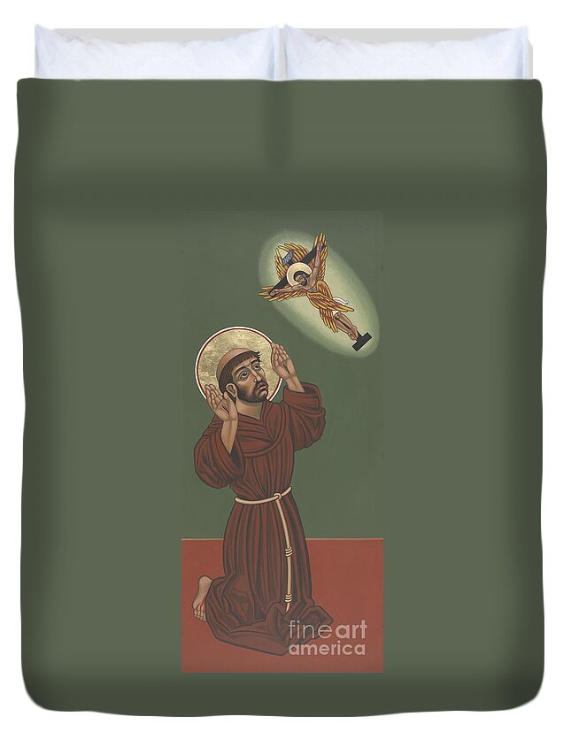 St Francis Duvet Cover featuring the painting St Francis- Viriditas by William Hart McNichols