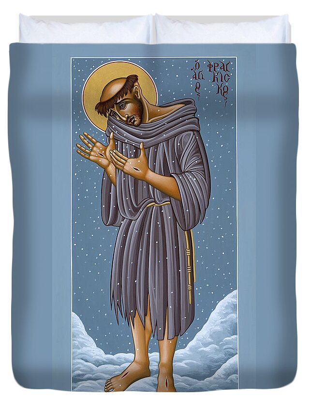 St Francis Duvet Cover featuring the painting St Francis Wounded Winter Light 098 by William Hart McNichols