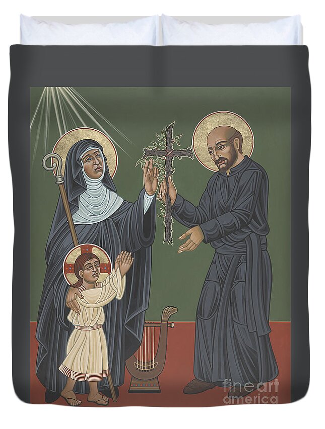 St Hildegard Duvet Cover featuring the painting St Hildegard and St Ignatius- Viriditas by William Hart McNichols