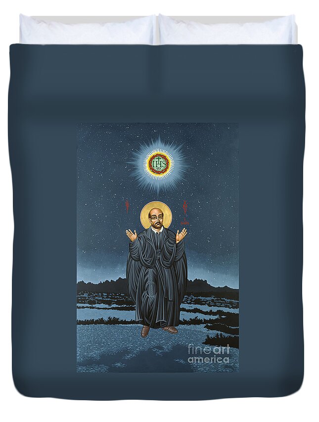St. Ignatius Duvet Cover featuring the painting St. Ignatius in Prayer Beneath the Stars 137 by William Hart McNichols