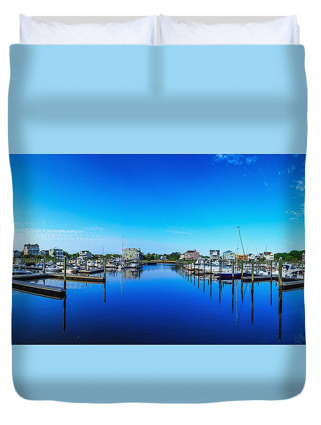 Marina Duvet Cover featuring the photograph St James Marina Panorama by Nick Noble
