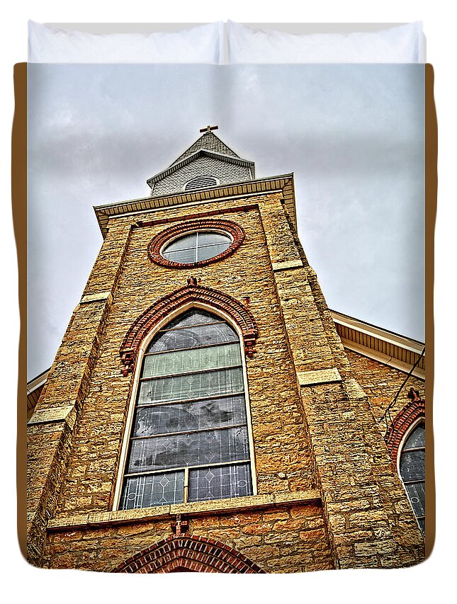 St John Duvet Cover featuring the photograph St John Steeple by Bonfire Photography