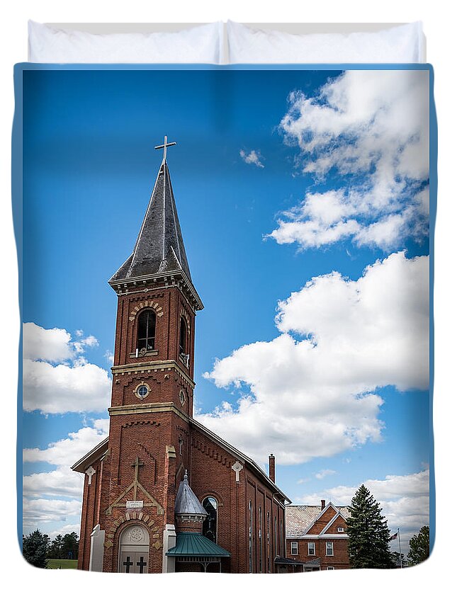 Church Duvet Cover featuring the photograph St. John The Baptist Catholic Church by Holden The Moment