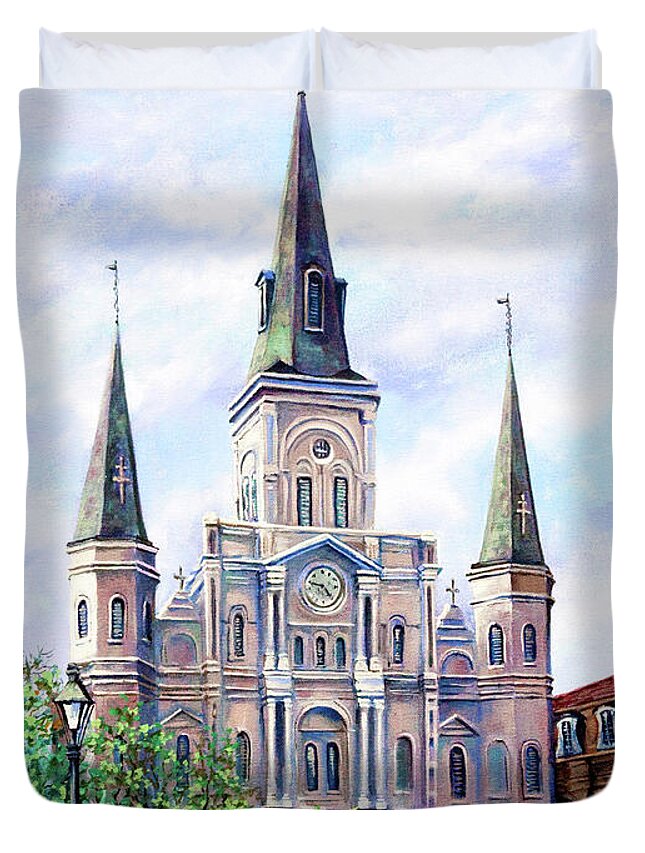 New Orleans Art Duvet Cover featuring the painting St. Louis Cathedral by Dianne Parks