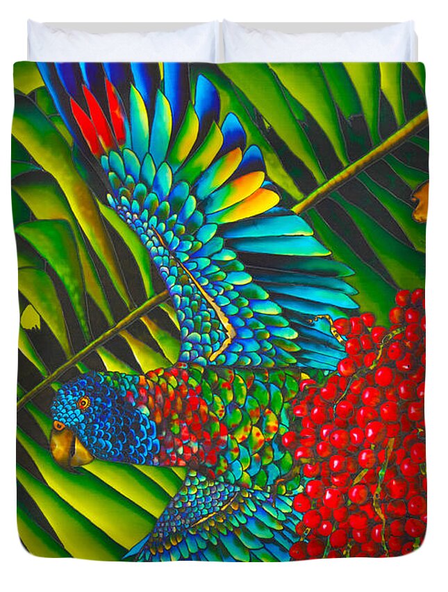 St. Lucia Parrot Duvet Cover featuring the painting Amazona Versicolor - Exotic Bird by Daniel Jean-Baptiste