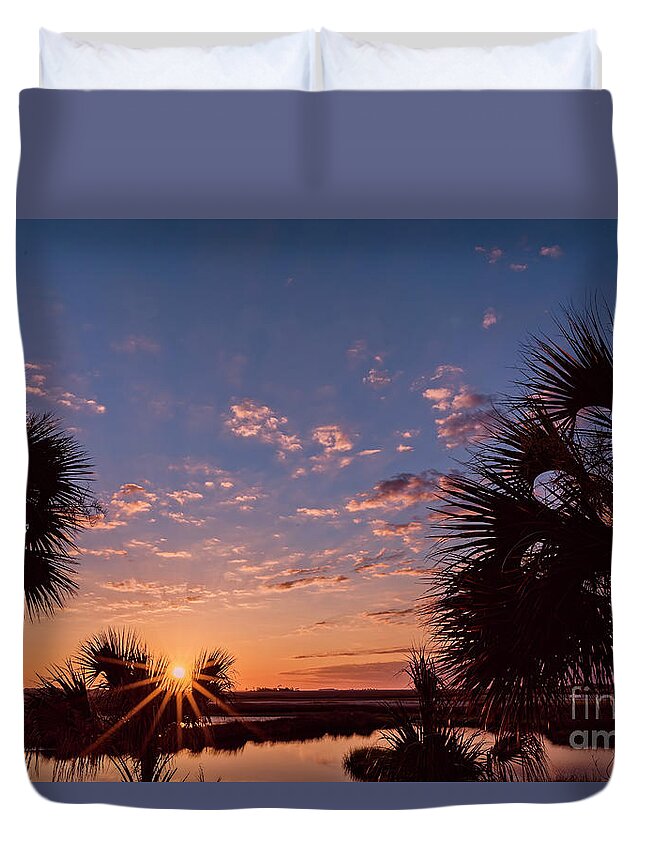 Sunrises Duvet Cover featuring the photograph St. Marks National Wildlife Refuge Sunrise by DB Hayes