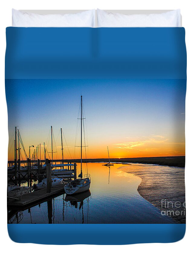 St. Marys Duvet Cover featuring the photograph St. Marys Sunset by Southern Photo