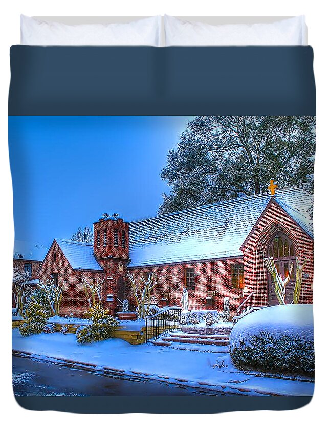St.michael Duvet Cover featuring the photograph St. Michael Maronite Catholic Church by Albert Fadel
