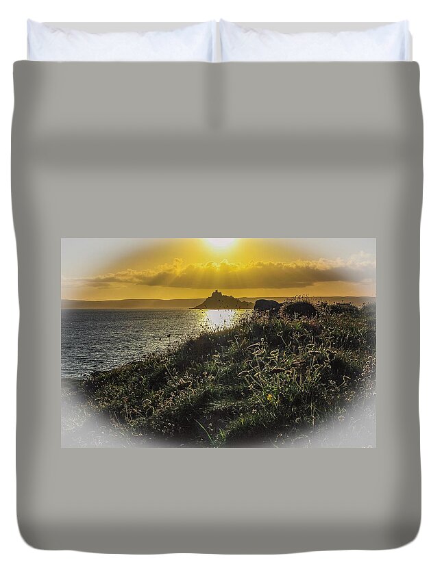 Landscape Duvet Cover featuring the photograph St Michaels mount by Claire Whatley