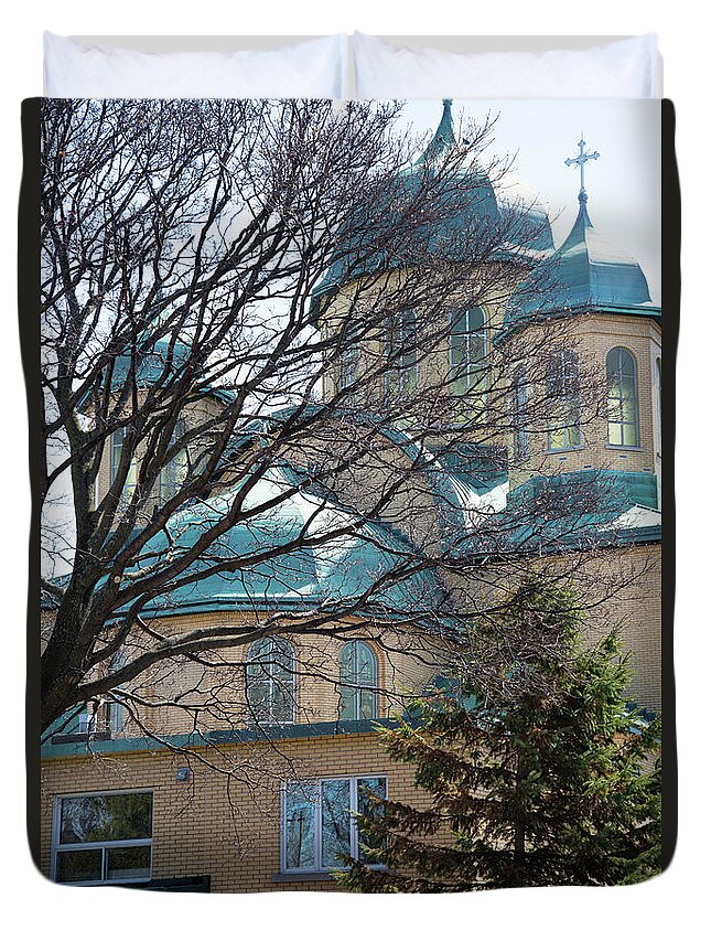 Ukrainian Church Duvet Cover featuring the photograph St-Micheals Cathedral by Jean-Marc Robert