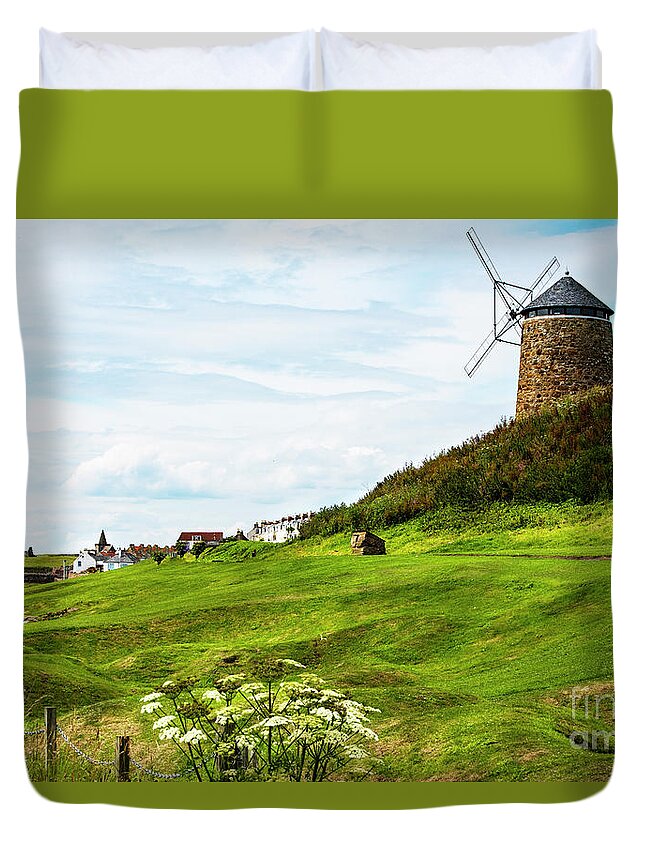 Windmill Duvet Cover featuring the photograph St Monans Windmill by Mary Jane Armstrong