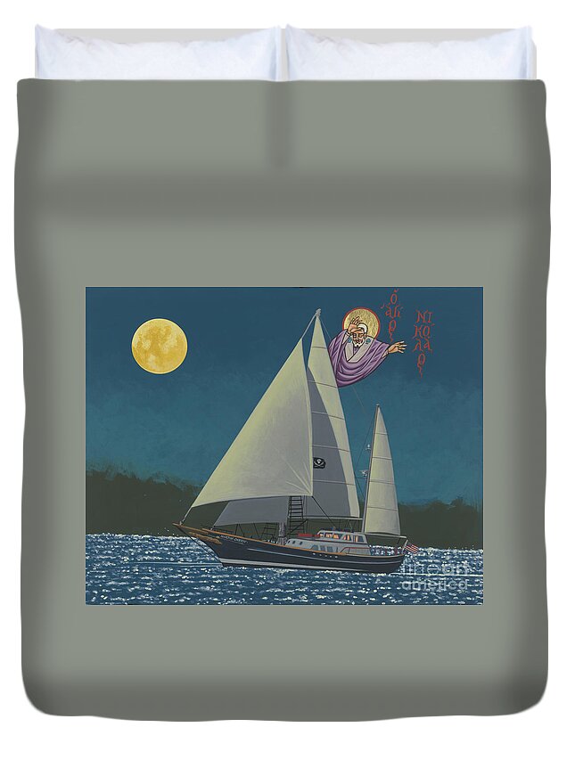 St Nicholas Patron Of Children Sailors And Sea Shepherds Duvet Cover featuring the painting St Nicholas Patron of Children, Sailors and Sea Shepherds- 296 by William Hart McNichols