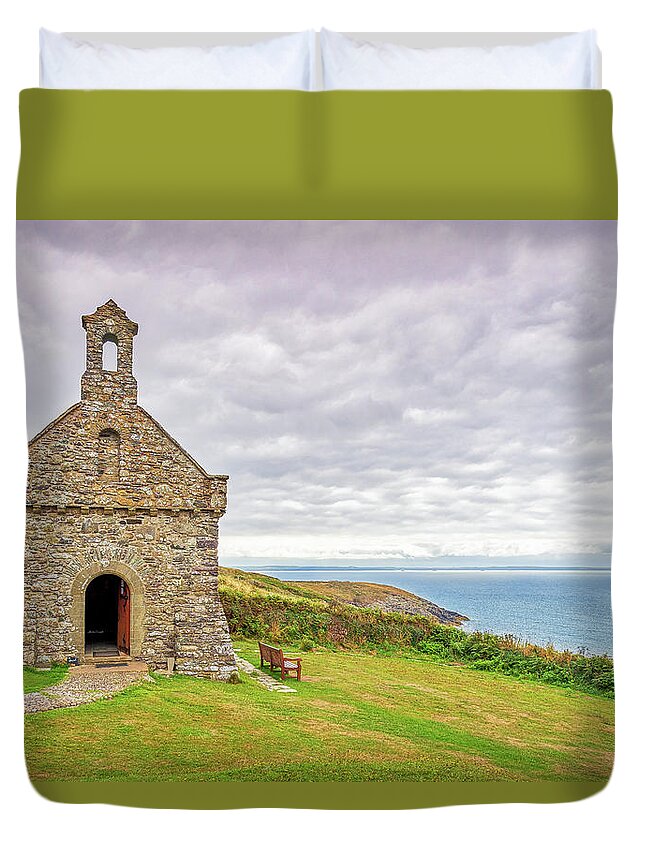 Pembrokeshire Duvet Cover featuring the photograph St Nons Retreat Chapel by Mark Llewellyn