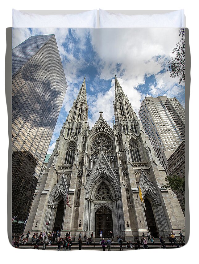 Nyc Duvet Cover featuring the photograph St Patricks Cathedral Day by John McGraw