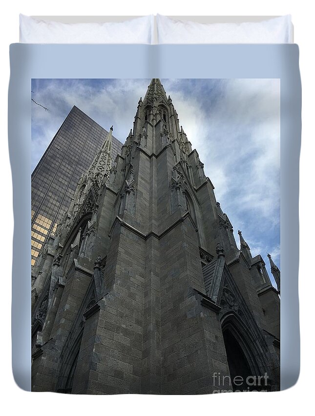 Church Duvet Cover featuring the photograph St. Patricks Cathedral Perspective by CAC Graphics