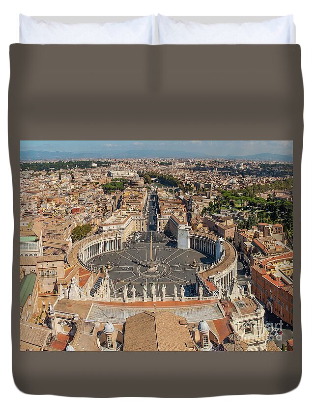 Piazza San Pietro Duvet Cover featuring the photograph St Peter Cathedral Vatican City Rome by Maria Rabinky