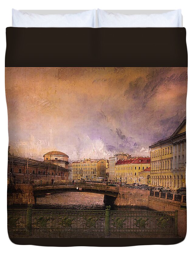 Russia Duvet Cover featuring the photograph St Petersburg canal by Jeff Burgess
