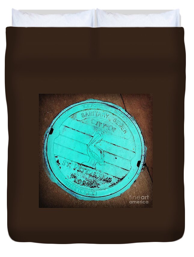 St Petersburg Duvet Cover featuring the photograph St Petersburg Manhole by Valerie Reeves