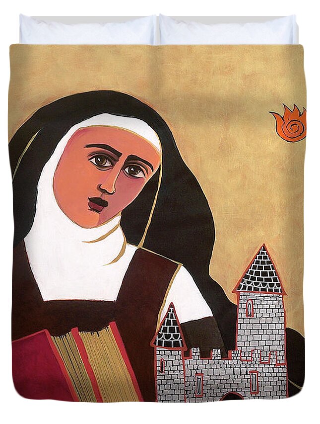 St. Teresa Of Avila Duvet Cover featuring the painting St. Teresa of Avila - MMAVL by Br Mickey McGrath OSFS