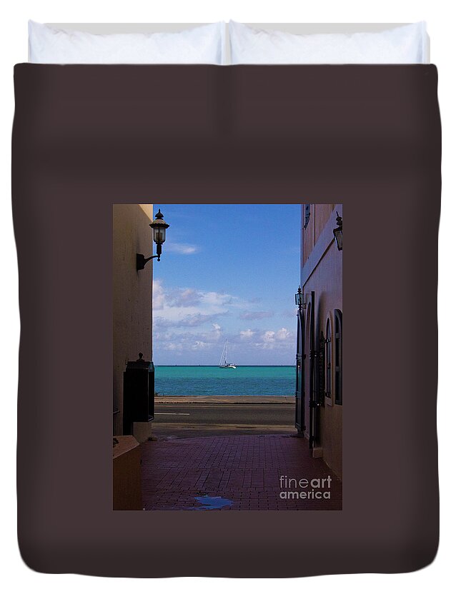 St. Thomas Duvet Cover featuring the photograph St. Thomas Alley 1 by Tim Mulina