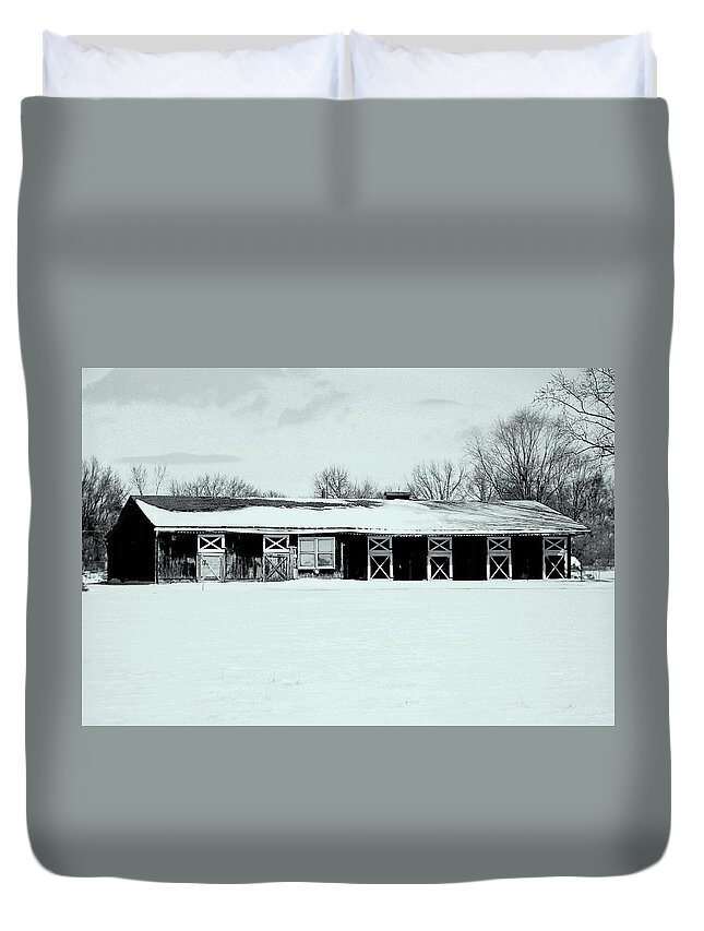  Duvet Cover featuring the photograph Stables by Melissa Newcomb