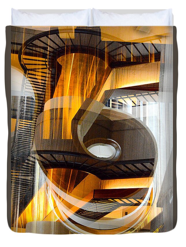 Abstraction Of A Stairway Duvet Cover featuring the photograph 3rd variation of a Circular Stairway by Thomas Carroll