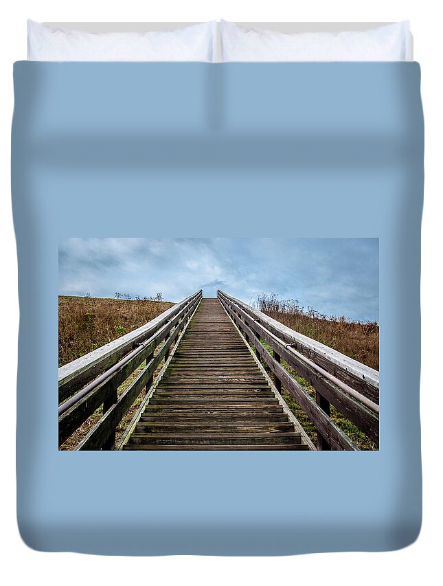 Stairs Duvet Cover featuring the photograph Stairway to the Sky by James L Bartlett