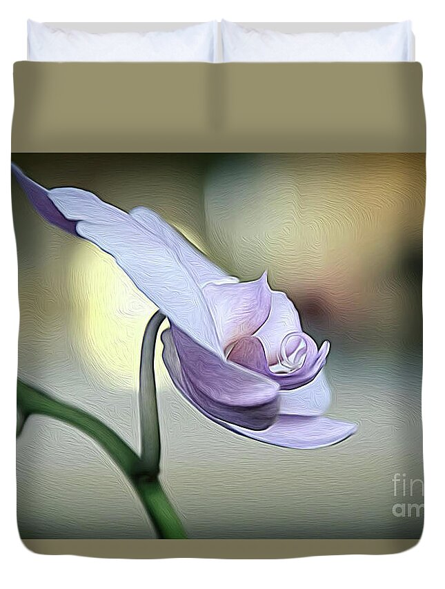 Flower Duvet Cover featuring the photograph Standing Alone in Silence by Diana Mary Sharpton