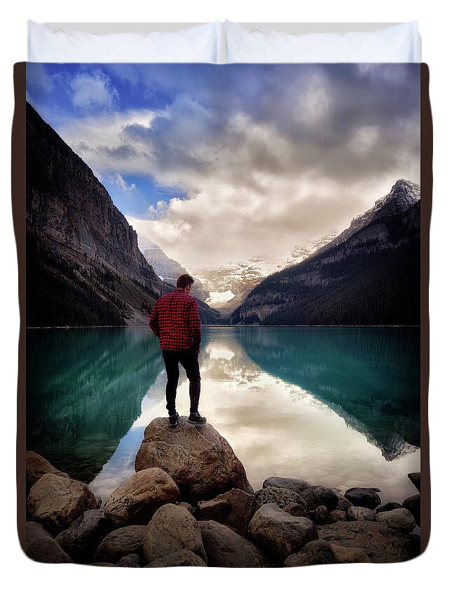 Sunset Duvet Cover featuring the photograph Standing Alone by Nicki Frates