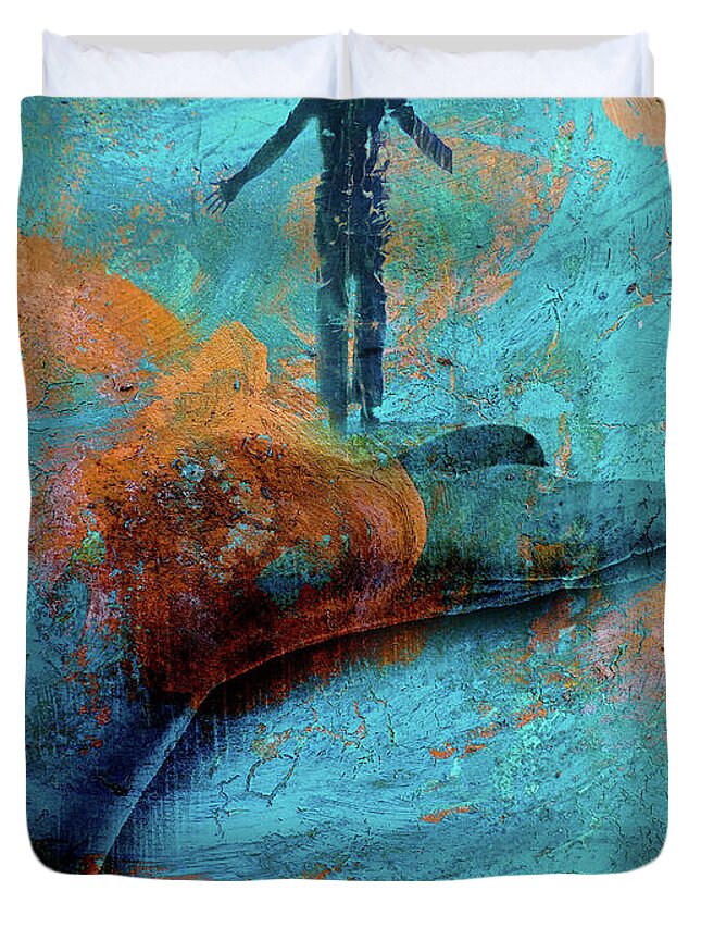 Hand Duvet Cover featuring the photograph Standing at the hand by Gabi Hampe