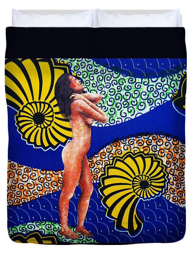 Nudes Duvet Cover featuring the painting Standing Nude 1 by Ronex Ahimbisibwe