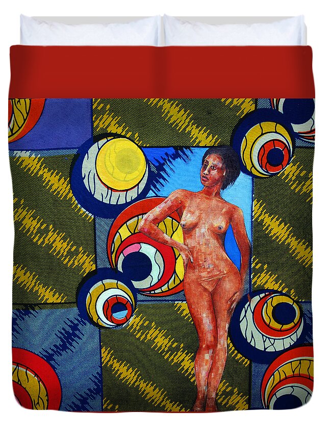 Ronex Art Duvet Cover featuring the painting Standing Nude 2 by Ronex Ahimbisibwe