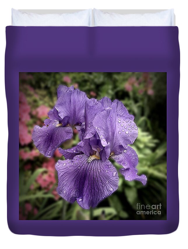 Iris Duvet Cover featuring the photograph Standing Out From the Crowd by Sherry Hallemeier