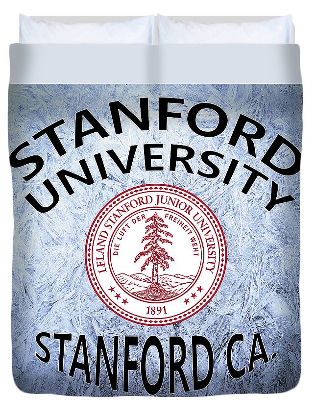 Stanford Duvet Cover featuring the digital art Stanford University Stanford CA by Movie Poster Prints