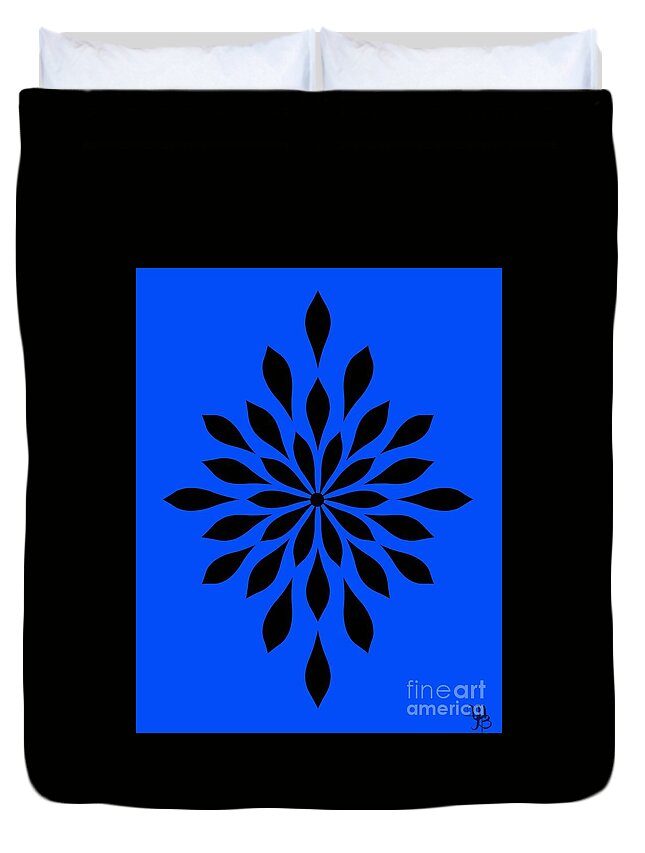 Flower Duvet Cover featuring the digital art Star Flower Blue by Mindy Bench