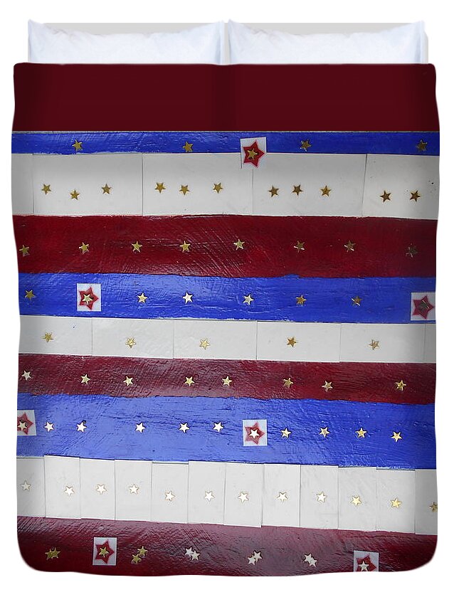 Stars Duvet Cover featuring the photograph Star spangled banner by Nancy Graham
