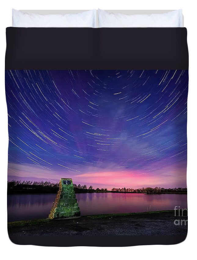Dslr Duvet Cover featuring the photograph Star trails over the tarn by Mariusz Talarek